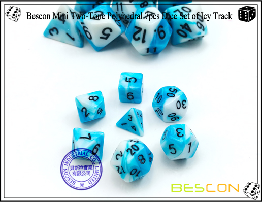 Bescon Mini Two-Tone Polyhedral 7pcs Dice Set of Icy Track-2