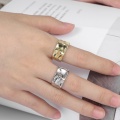 ANENJERY Fashion Irregular Concave Convex Gold Silver Color Ring Width Open Finger Ring For Women Men S-R713