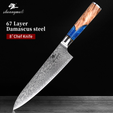 8 Inch Chef Knife 67 Layer Damascus Steel Kitchen Knives Sharp Utility Cooking Vegetable Slicing Chef Knife With Wooden Handle