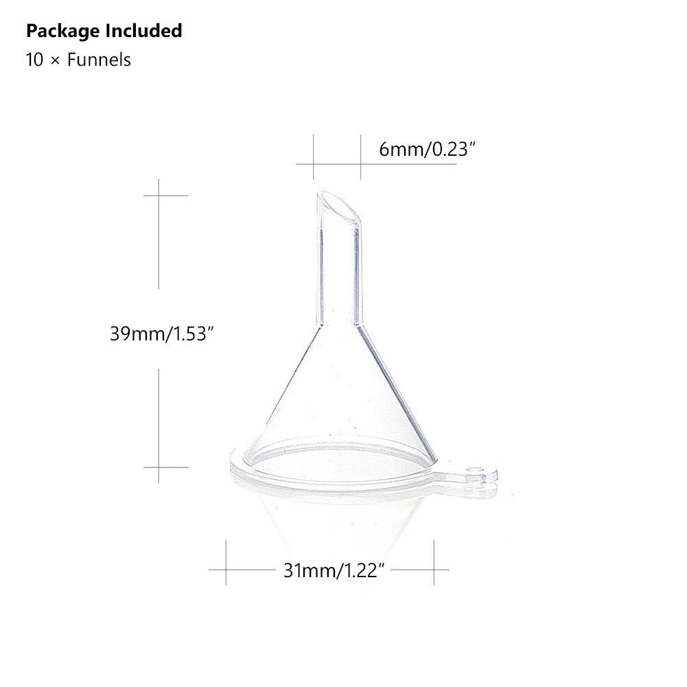10Pcs transparent For Perfume Diffuser Mini Narrow Fine Bottleneck Bottles Packing auxiliary tool Mini Funnels Small Plastic