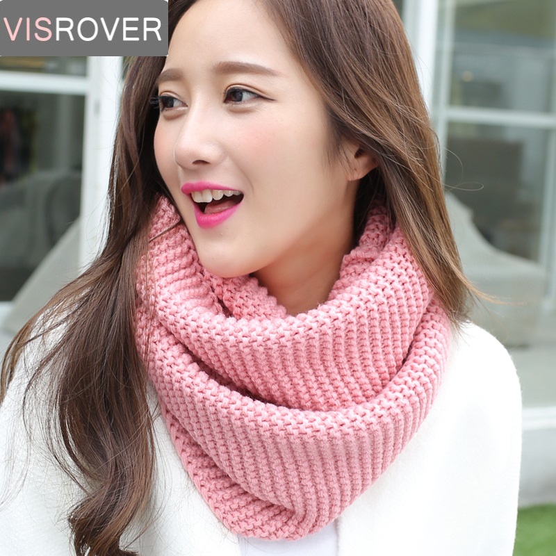 VISROVER 2018 Scarves Women Winter Knitted Lic Scarf Warm Infinity Snood Ladies Ring Loop Scarf Fashion Unisex Circle Neckchief