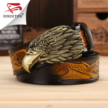 DINISITON Eagle head man belt The First Layer Genuine Leather Men belts Brand Cowskin Fashion Vintage Male Strap Ceinture ZPB01