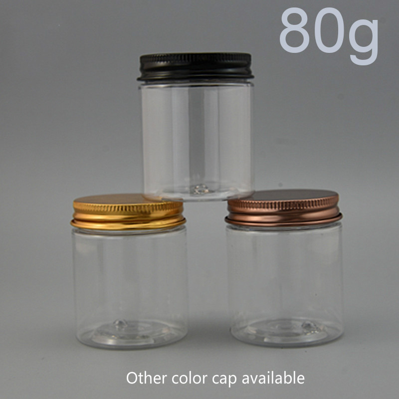 80g Empty Cosmetic Container Clear Plastic Jar Lotion Body Cream Packaging Bath Salts Spice Travel Bottle Free Shipping