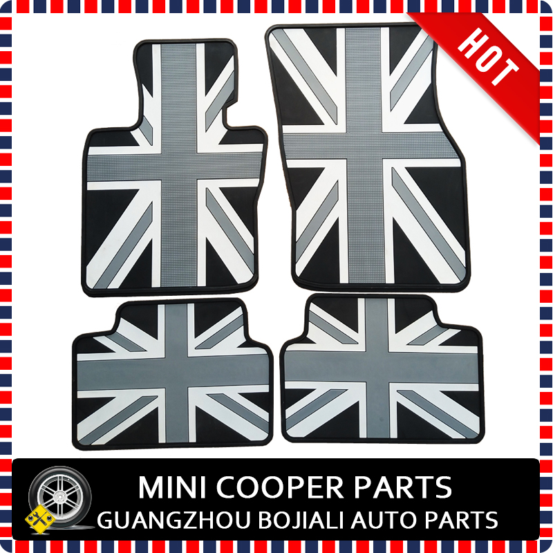 Anti-skid Rubber Material Full Black Union Jack Style Floor Mat For Left Hand Drive Car 2015 Mini Cooper F55 Only (4 Pcs/Set)