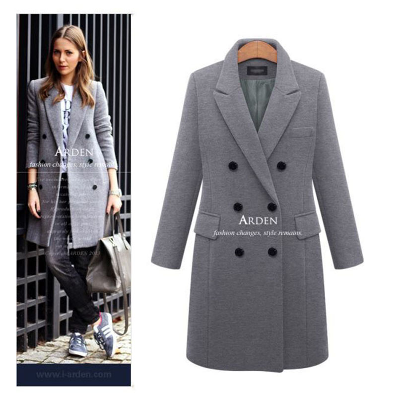 Winter Women Wool Coats 2020 Casual Effects Jackets Woolen Overcoat Elegant Double Breasted Long Ladies Coat Plus Size Outwear