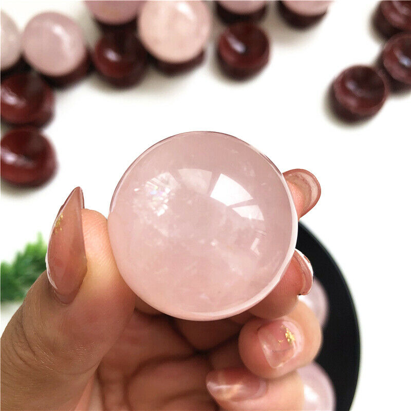 1PC 29-32mm Natural Pink Rose Quartz Crystal Healing Ball Sphere Home Decoration Natural Rose Quartz Stone Freeshipping