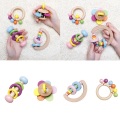 1PC Wooden Baby Rattles Toys Hand Teething Wooden Ring Musical Educational Instrument Colorful Toddlers Rattle Children Gift Toy