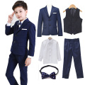 Brand Kids Wedding Party Suits Flowers Boys Formal Suit Gentleman Blazer ceremony Costume 5PCS Garcon School wears L4