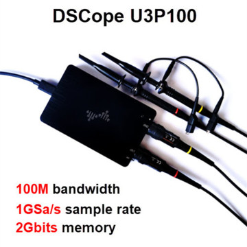 New DSCope U3P100 2 Channel PC Virtual USB3.0 Oscilloscope 100M Bandwidth 1GSa/s