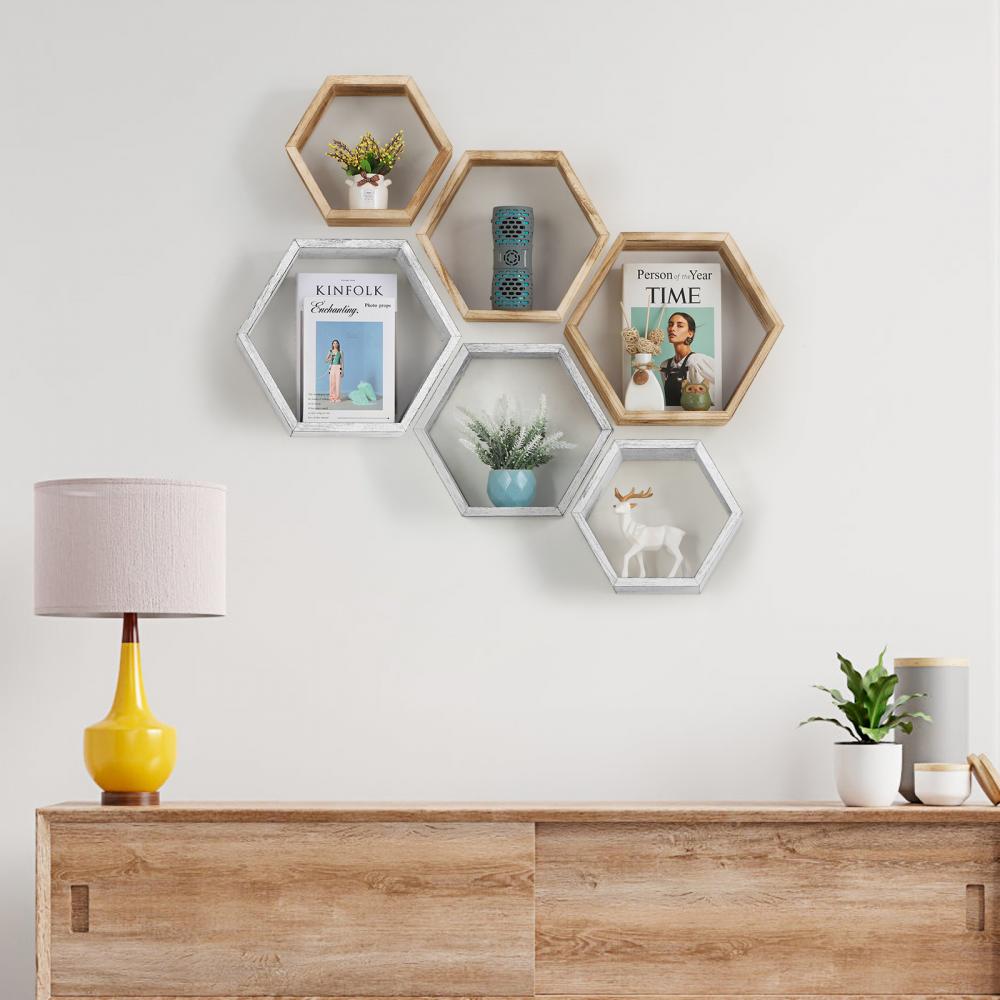 Hexagon Floating Shelves for Wall 3 Packs