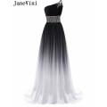 JaneVini Rainbow Shadow Gradient Prom Dresses Long Ombre Beaded Women Party Dress Evening Gowns robe grande taille femme 2020