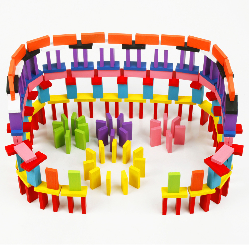 100/300/500pcs Kids Wooden Domino Blocks Rainbow Jigsaw Domino Game Toys Montessori Educational Toys for Children Gift