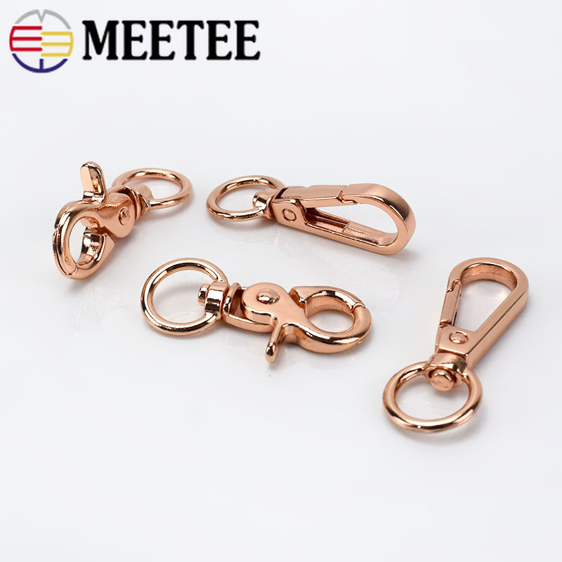 Meetee 5/30pcs Rose Gold Bags Strap Metal Buckles Trigger Snap Hook Lobster Swivel Dog Buckle Key Chain Hardware Accessories