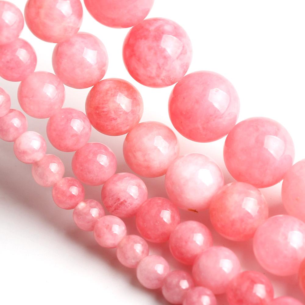 Natural Pink Angelite Quartzs Stone Beads Round Loose Beads 4/6/8/10mm For Jewelry Making DIY Bracelets Necklace 15''