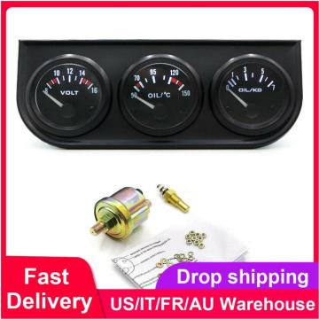 52MM 3 In1 with Volt Meter+Oil Temp Gauge+Oil Pressure Gauge Triple Gauge Kit Car Accessories Auto Tools