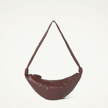 Soft Leather Chocolate Brown Croissant Horn-shaped Bag