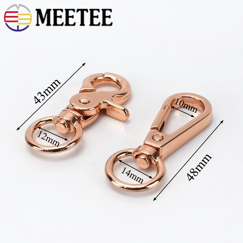 Meetee 5/30pcs Rose Gold Bags Strap Metal Buckles Trigger Snap Hook Lobster Swivel Dog Buckle Key Chain Hardware Accessories