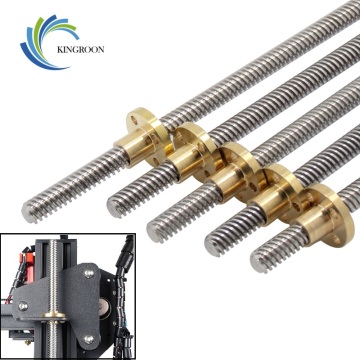 5pcs/lot T8 Lead Screw Copper Nut Lead 8mm Leadscrew Pitch 2mm 3D Printers Parts 100mm 150mm 200mm 250mm 300mm 350mm 400mm 500mm