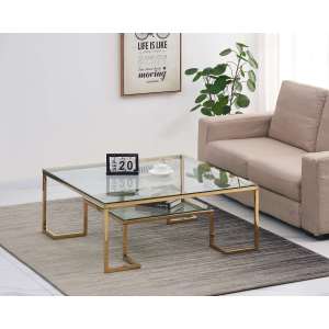 two-tier glass sofa table