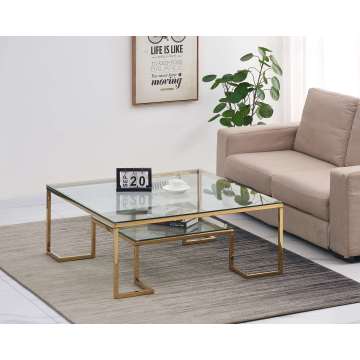 two-tier glass sofa table