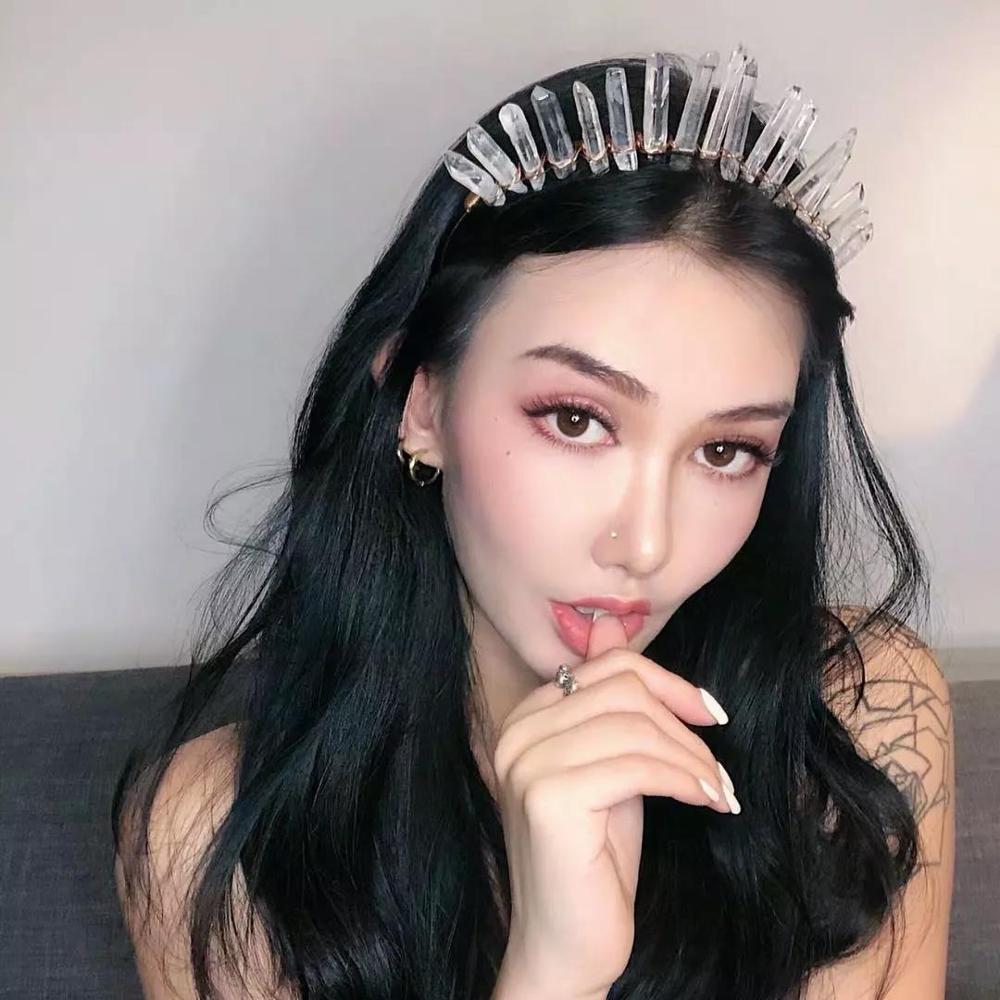 Haimeikang Moon Crystal Headband Rock Crystal Crown Comb Hair Band Bridal Jewelry Tiara Stone Wedding Hair Accessories