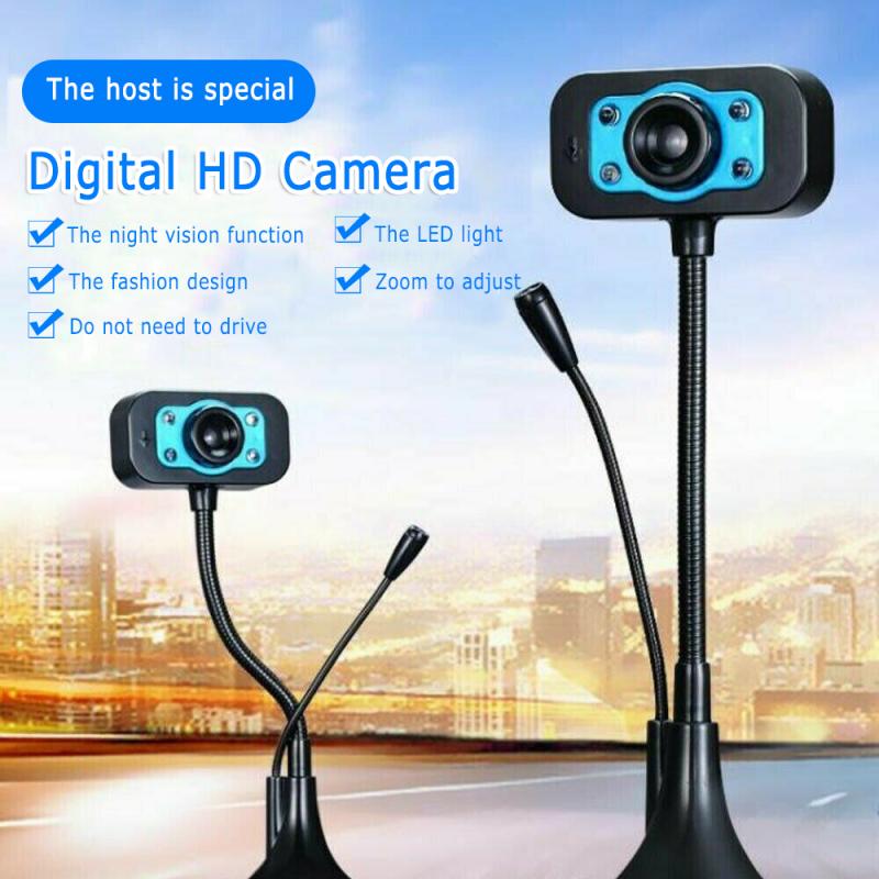 HD Webcam USB High Definition Camera Web Cam 360 Degree MIC With Light For Skype Computer Desktop In Stock