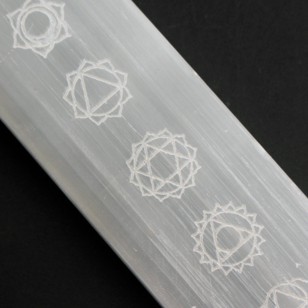 7 Chakra Selenite Double Point Magic Wand Rough Sticks Symbol Mineral Meditation Specimen Reiki Healing Stone