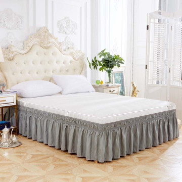 Ouneed Modern Solid Bed Skirt Dust Ruffle Split Corners Bed Bedding Pleated Skirt Multicolor For Bed Decor Gray JULY1