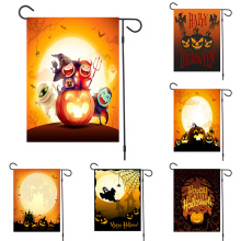 2020 New Halloween Garden Flag Cartoon Pumpkin Ghost Witch Bat Old Castle Print Seasonal Outdoor Hanging Decoration