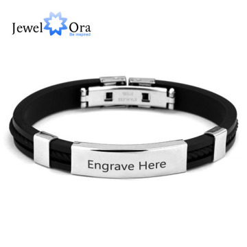 Personalized Engraved Bracelet For Men Custom Stainless Steel Bracelets&Bangles Fashion Jewelry Gift for Him(JewelOra BA101457)