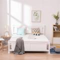 PWB-005 Bed Frame Cap Vertical Bed Wood Bed Frame White Bed Full Easy to Assemble Stylish and Modern Bedroom Furniture [US-W]