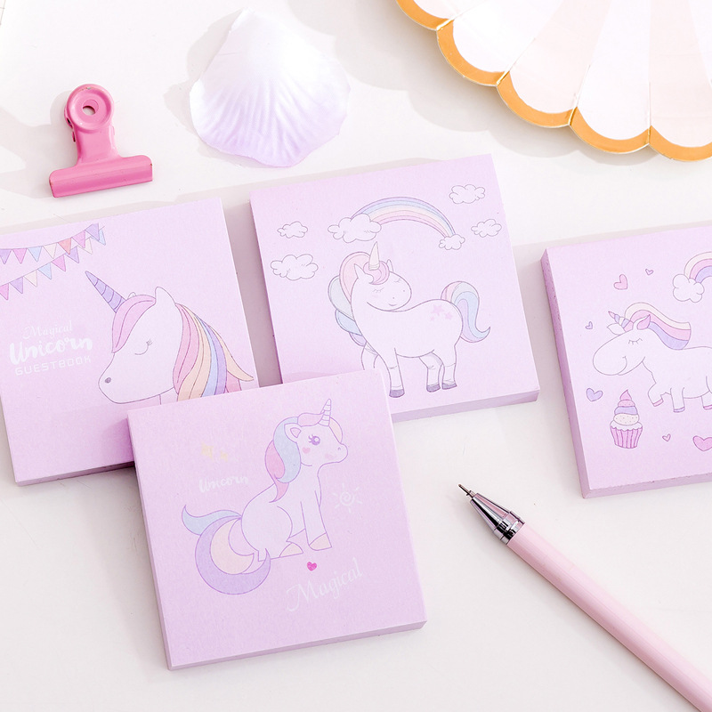 kawaii pink Rainbow Unicorn Memo Pad N Times Sticky Notes Memo Notepad planner stickers Bookmark Gift Stationery