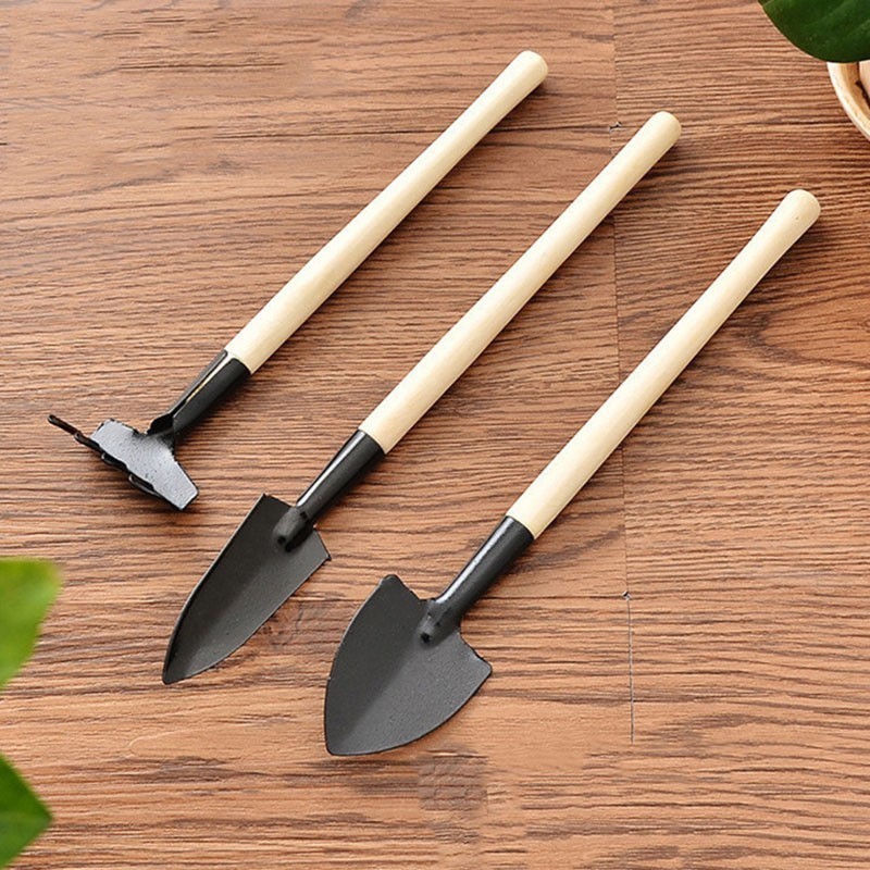 3 Piece gardening tool hoe shovel rake garden Tools used for weeding loose soil planting flowers potted plant tool
