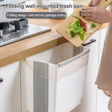 NEW Folding Trash Can Kitchen Cabinet Garbage Door Hanging Can Wall Mounted Trash Bin Car Toilet Waste Storage Drop Ship