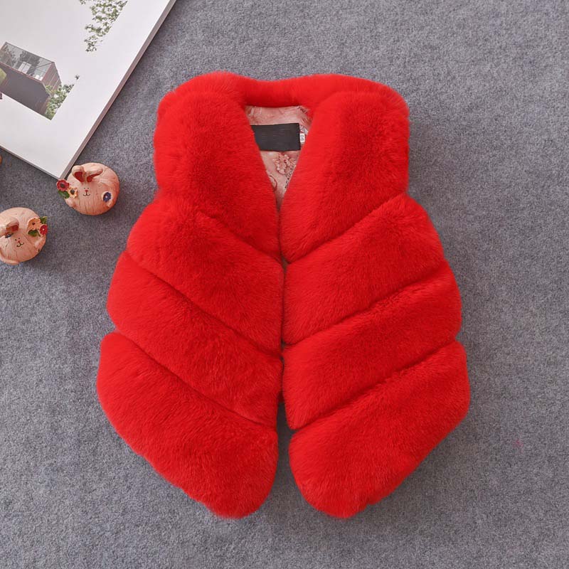 Humor Bear Girls Vest New autumn and winter girls' coats and women's shoulders children's fur