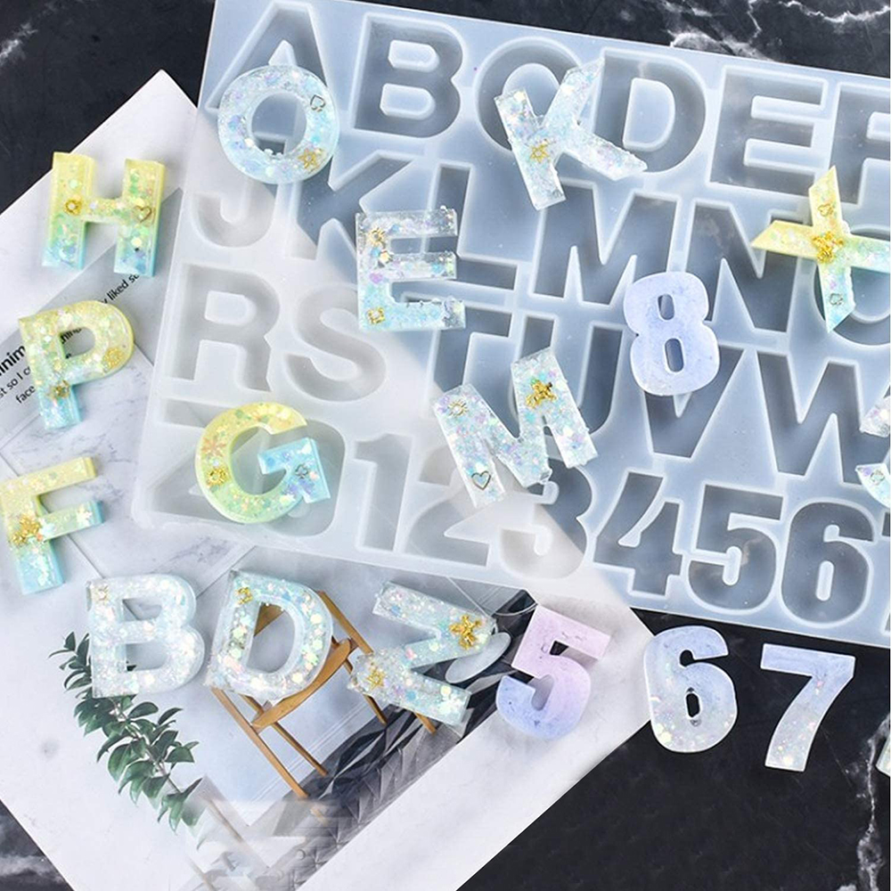 1PC Transparent Silicone Alphabet Number Molds Epoxy Silica Gel Resin Mould Keychain Pendant Ornament Casting Tools DIY Acces