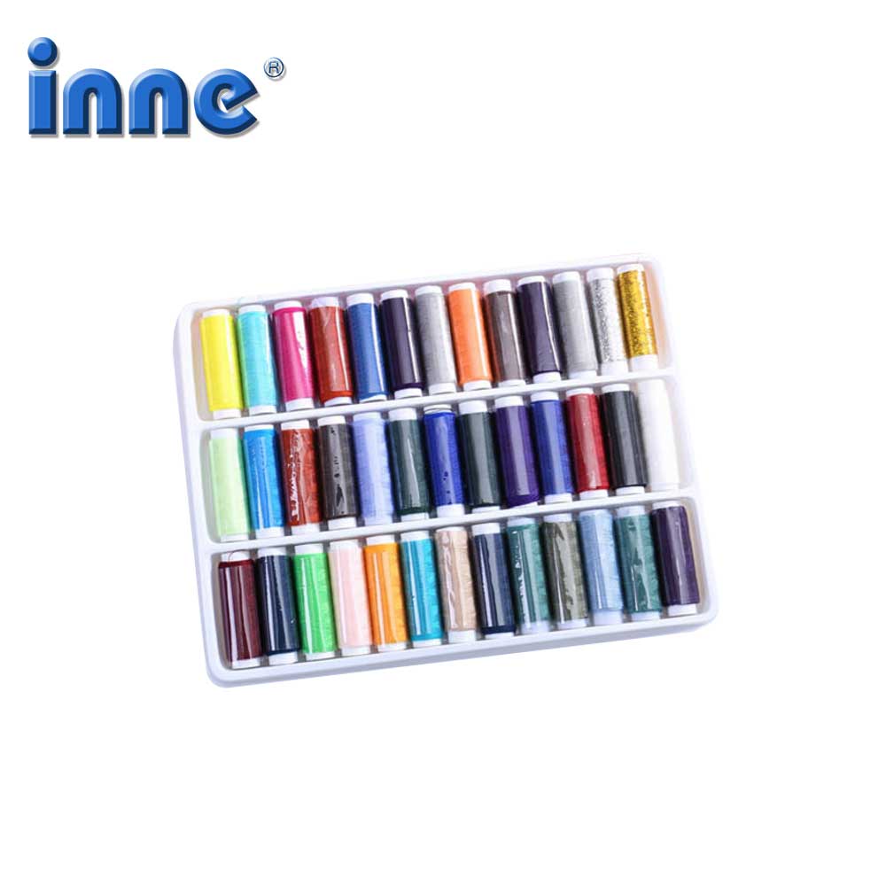 Sewing Thread 39PCS Mixed Colors 100% Polyester Yarn Roll Machine Hand Embroidery 20Yard Each Spool For Home Sew Kit