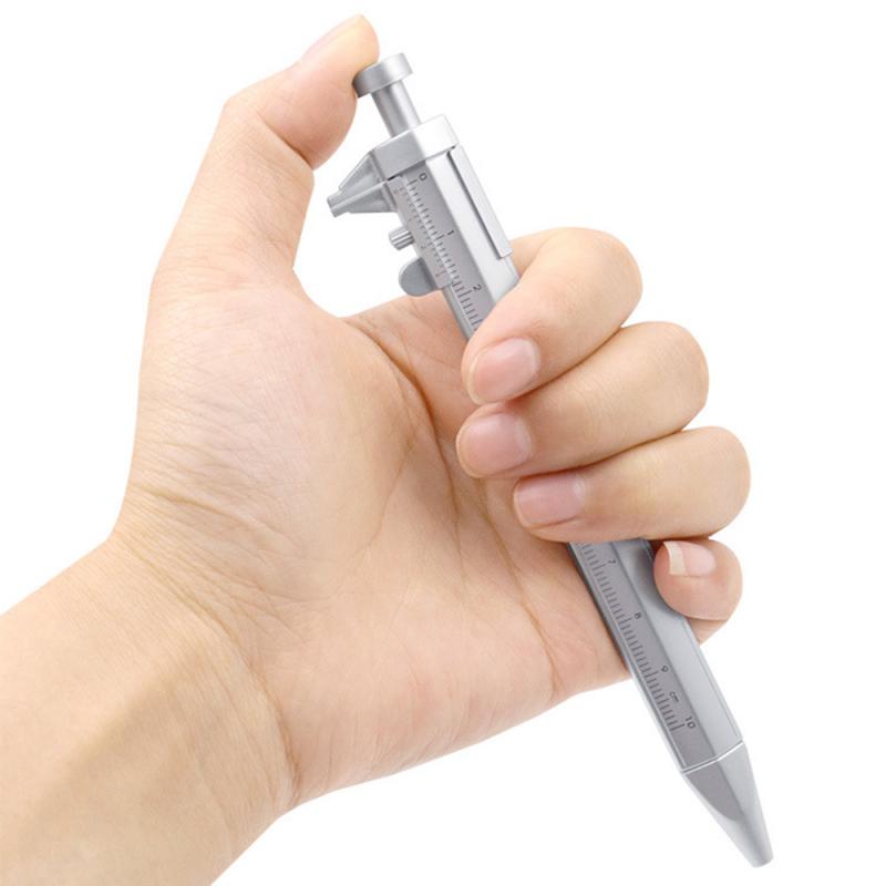 Vernier Caliper Tool Ballpoint Pen Silver Vernier Caliper Multifunction Pen Creative School Gifts Black/Blue Marker Pen 0-100MM