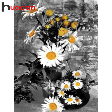 Huacan 5d Diamond Painting New Arrivals Flower Farmhouse Home Decor Mosaic Daisy Embroidery Vase Diamond Art Full Drill