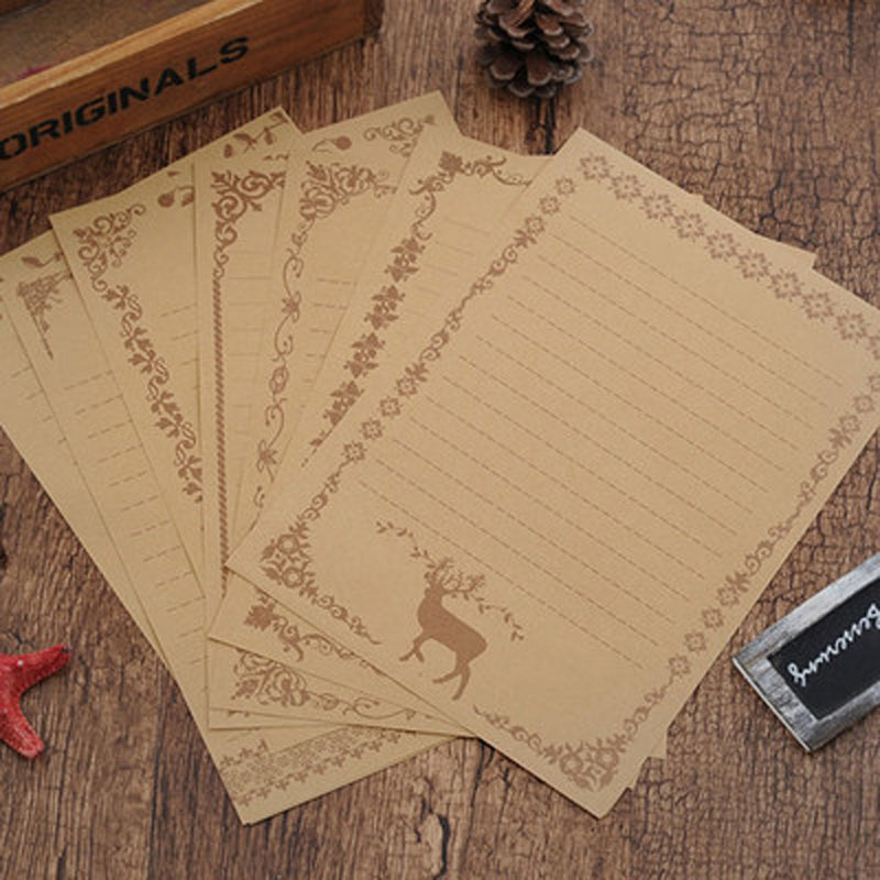 EZONE 8PCS/Set Black Writing Paper Classic Vintage Europe Style Moose Lace Letter Paper Drawing Sketch Pads Letter Paper