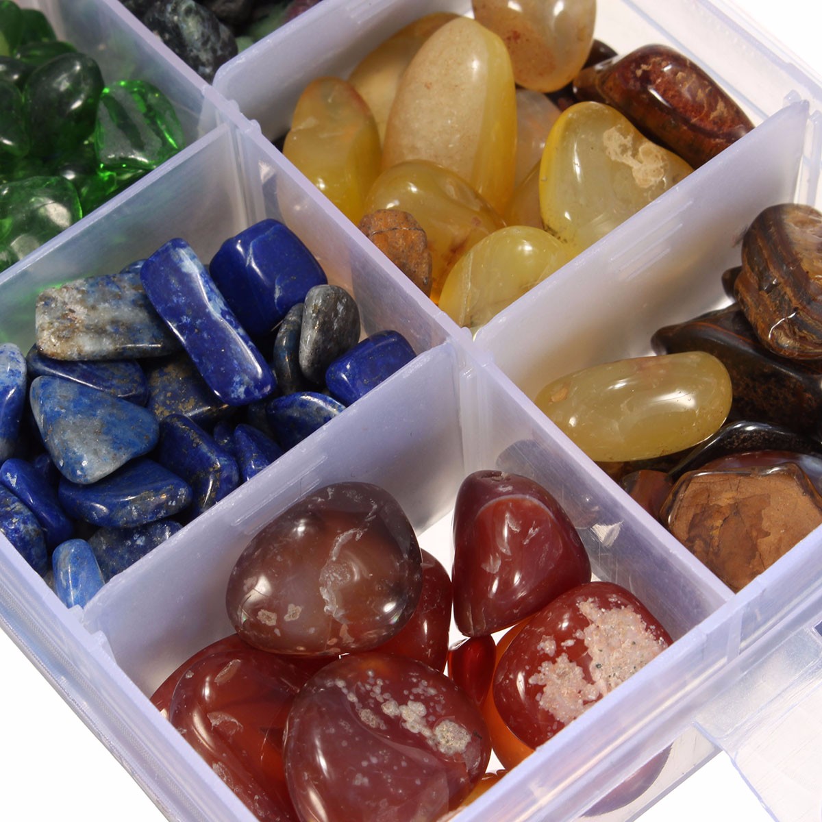 Set 10 Kinds Stone Chakras Crystal Healing Tumbled Natural Quartz Crystal Stones Minerals Irregular Shape Decorative With Box
