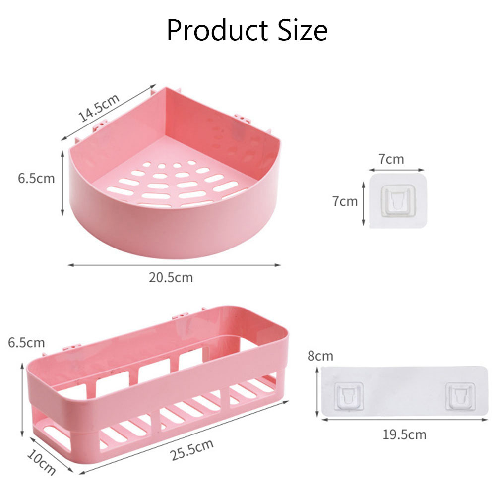 1PC Practical Plastic Shower Basket Kitchen Wall Suction Cup Shower Holder Wall Mounted Bathroom Corner Shelf Sucker Suction Cup