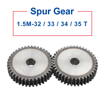 1 Piece 1.5M Spur Gear 32/33/34/35 Teeth 10 mm Process Hole Gear Wheel Low Carbon Steel Material Flat Gear Total Height 15 mm