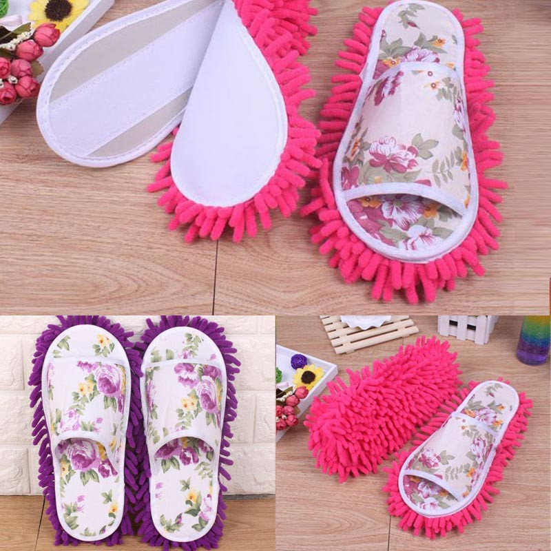 SAGACE 1 Pair Dust Mops Slipper Lazy House Floor Polishing Cleaning Easy Foot Sock Shoe Cover Mop Slippers