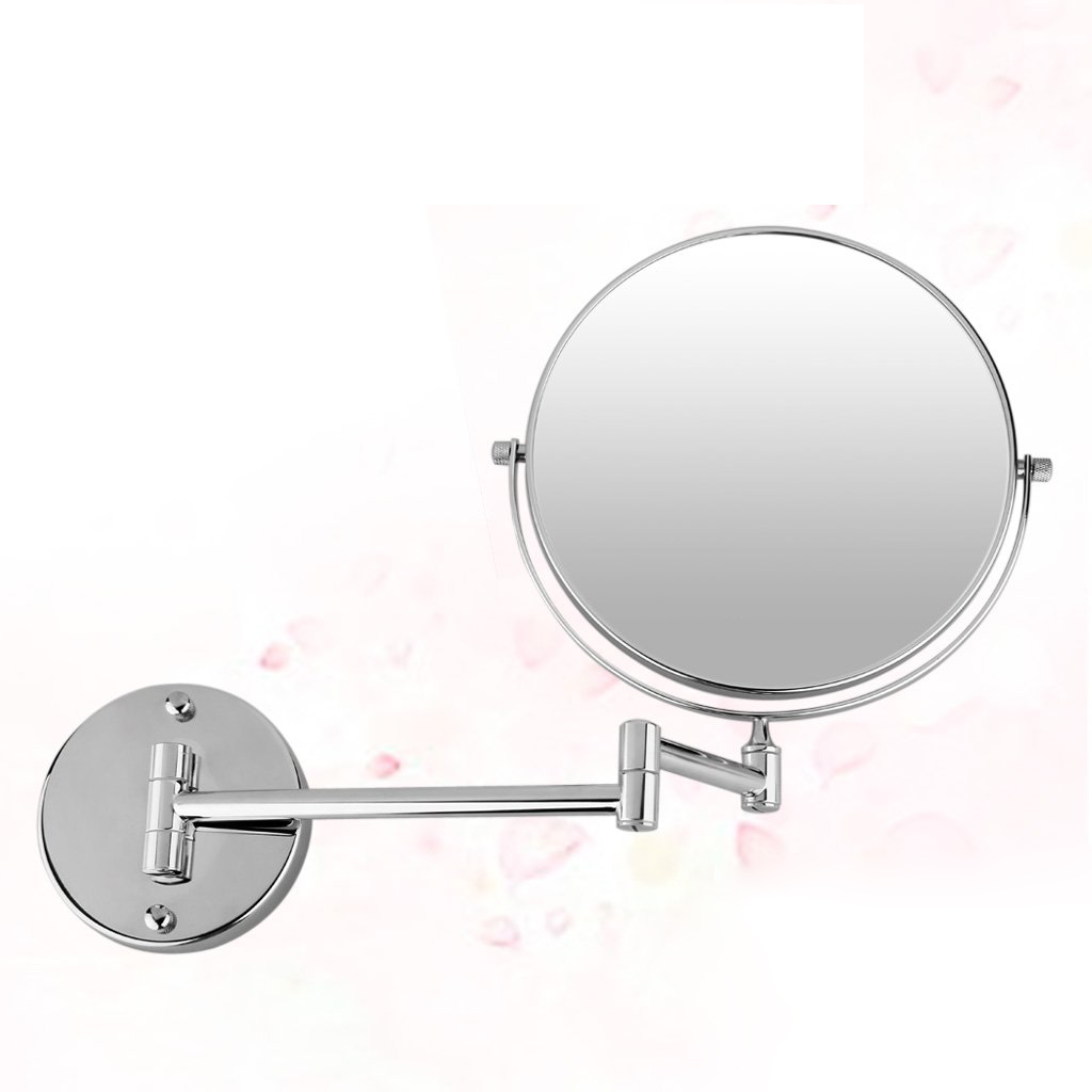 Chrome round 8 inch wall mirror vanity cosmetic mirror double-sided 7X magnifying Bath Mirrors 360 angle swivel design