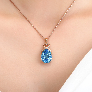 14K Rose Gold 3 Carats Sapphire Stone Pendant Women Pure Natural Blue Sapphire Gemstone 14K Rose Gold Necklace Jewelry Pendant