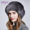 ENJOYFUR Natural Mink Fur Winter Hats For Women Whole Mink Fur Octagonal Cap With Rhinestone High Quality Can Customize