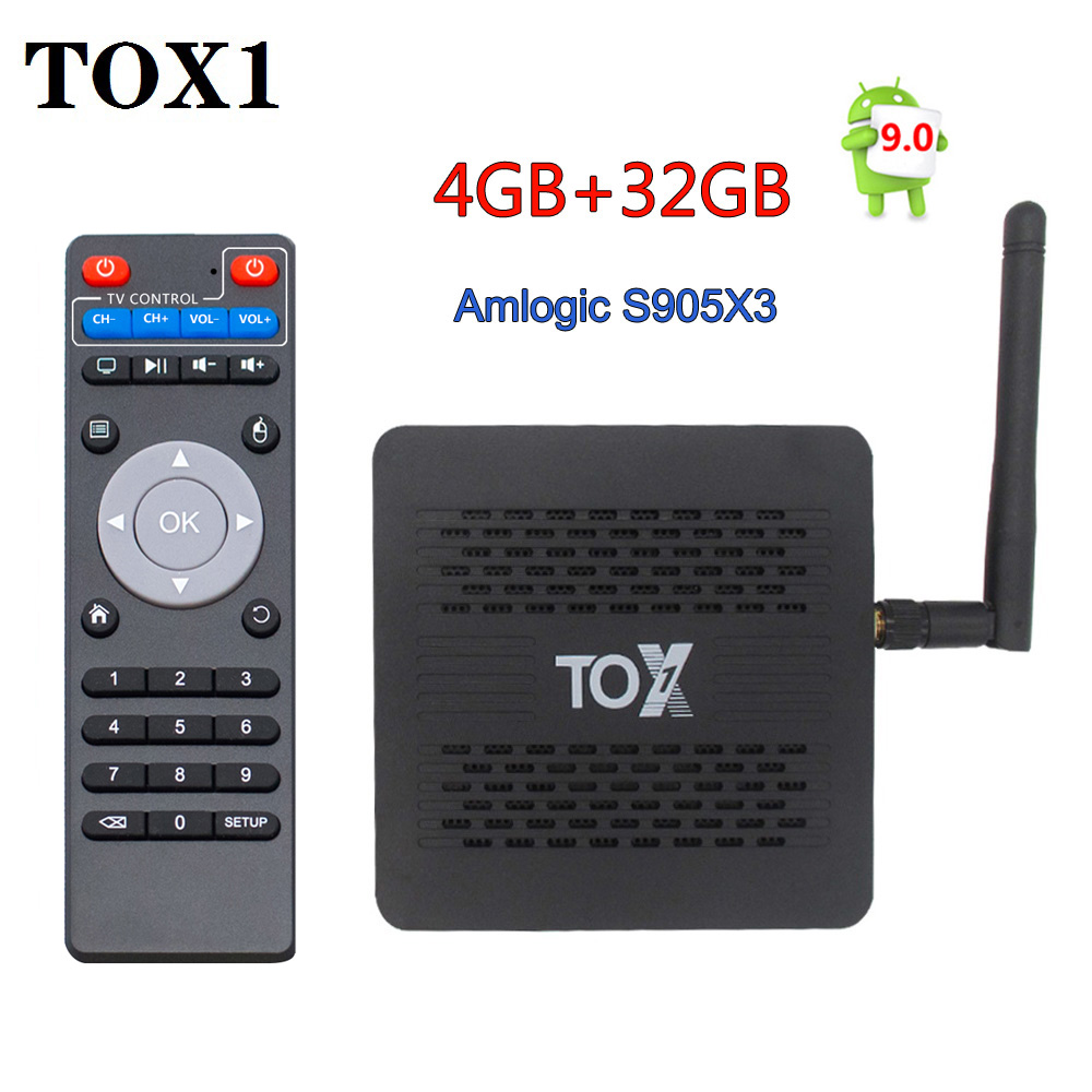 TOX1 Android 9.0 TV Box Amlogic S905X3 4GB RAM 32GB ROM Media Player 2.4G 5G Wifi Bluetooth 1000M 4K Set Top Box