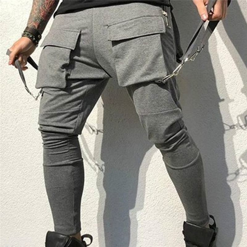 2020 Men Streetwear Pants Black Harem Pants Light Men Punk Pants Ribbons Casual Slim Jogger Pants Men Hip Hop Trousers