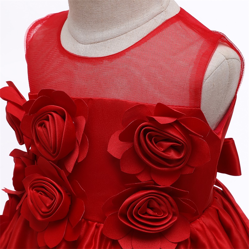 Infant Baby Clothes Sleeveless Lace Bowknot Red Baby Dress Gown 0-24 Month Toddler Costume Christmas Dress Girl Birthday Dresses